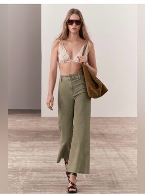 Olive High-Waist Wide Leg Pants